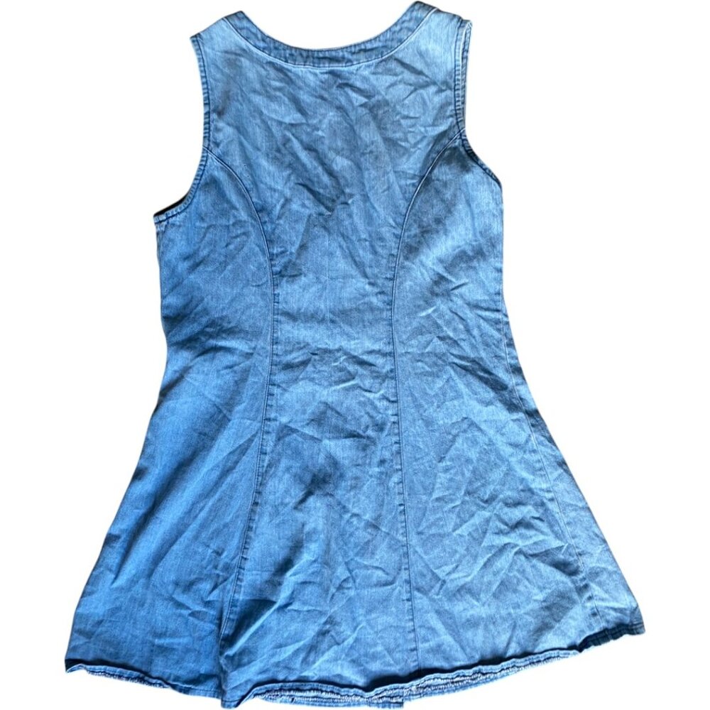 Vintage Vest Dress Denim Jean Button Down Slim-Fit Size - Picture 2 of 7